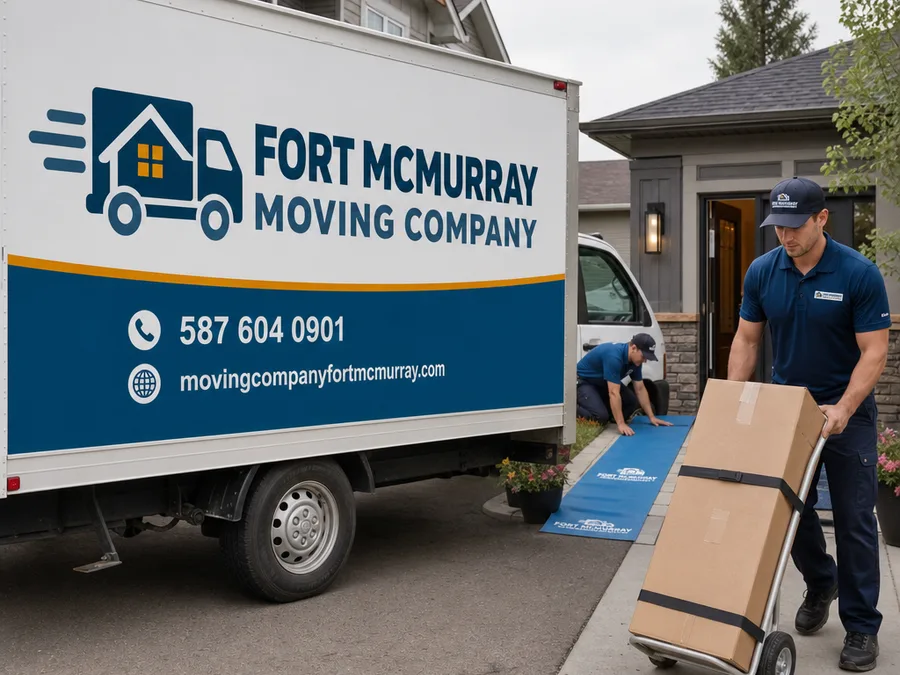 Movers guiding a wrapped piano up a short exterior ramp with non-slip protection underfoot and spotter communication.